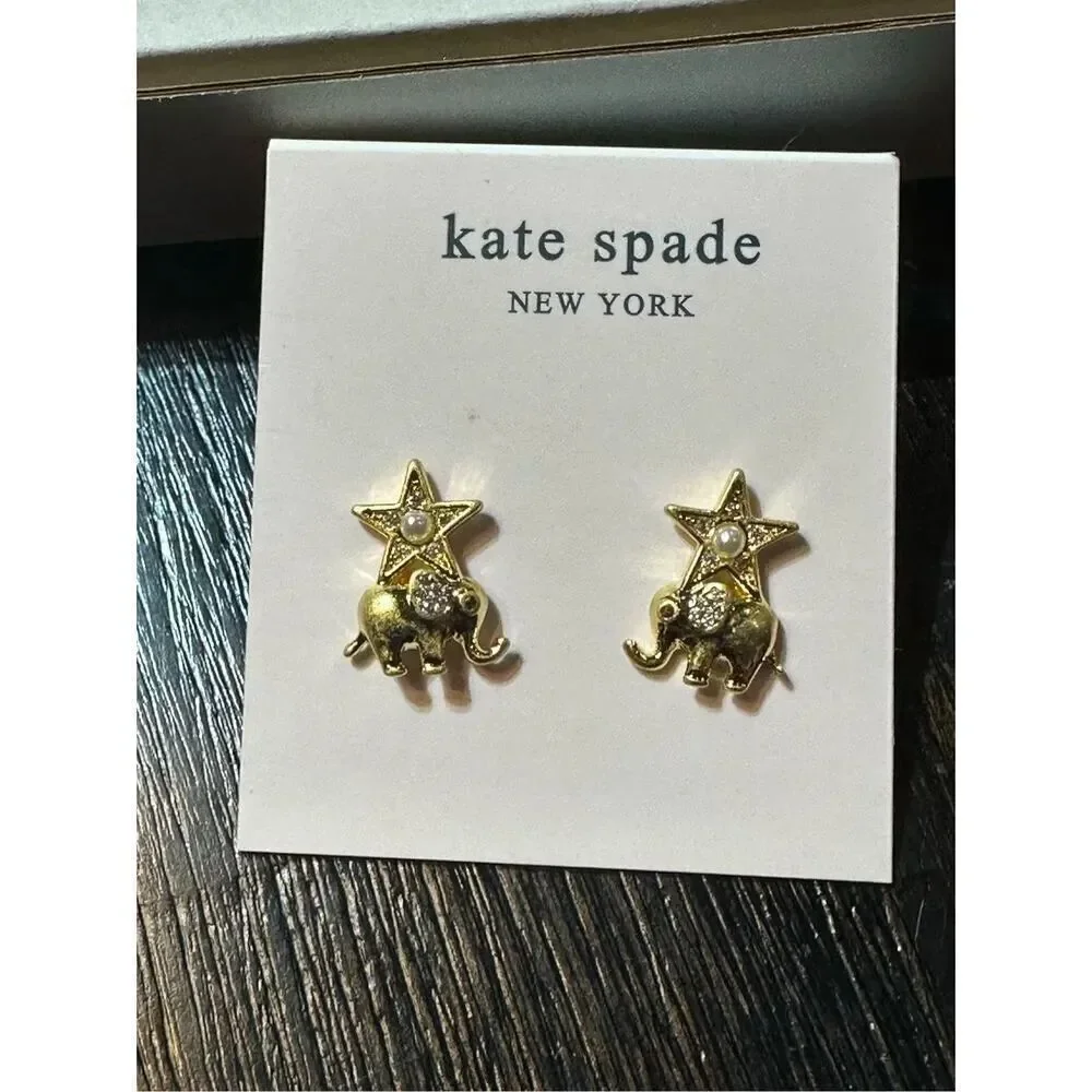 Kate Spade NEW elephant Winter carnival earrings